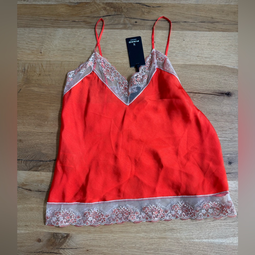 Pinko orange Lace Trim Cami Top
